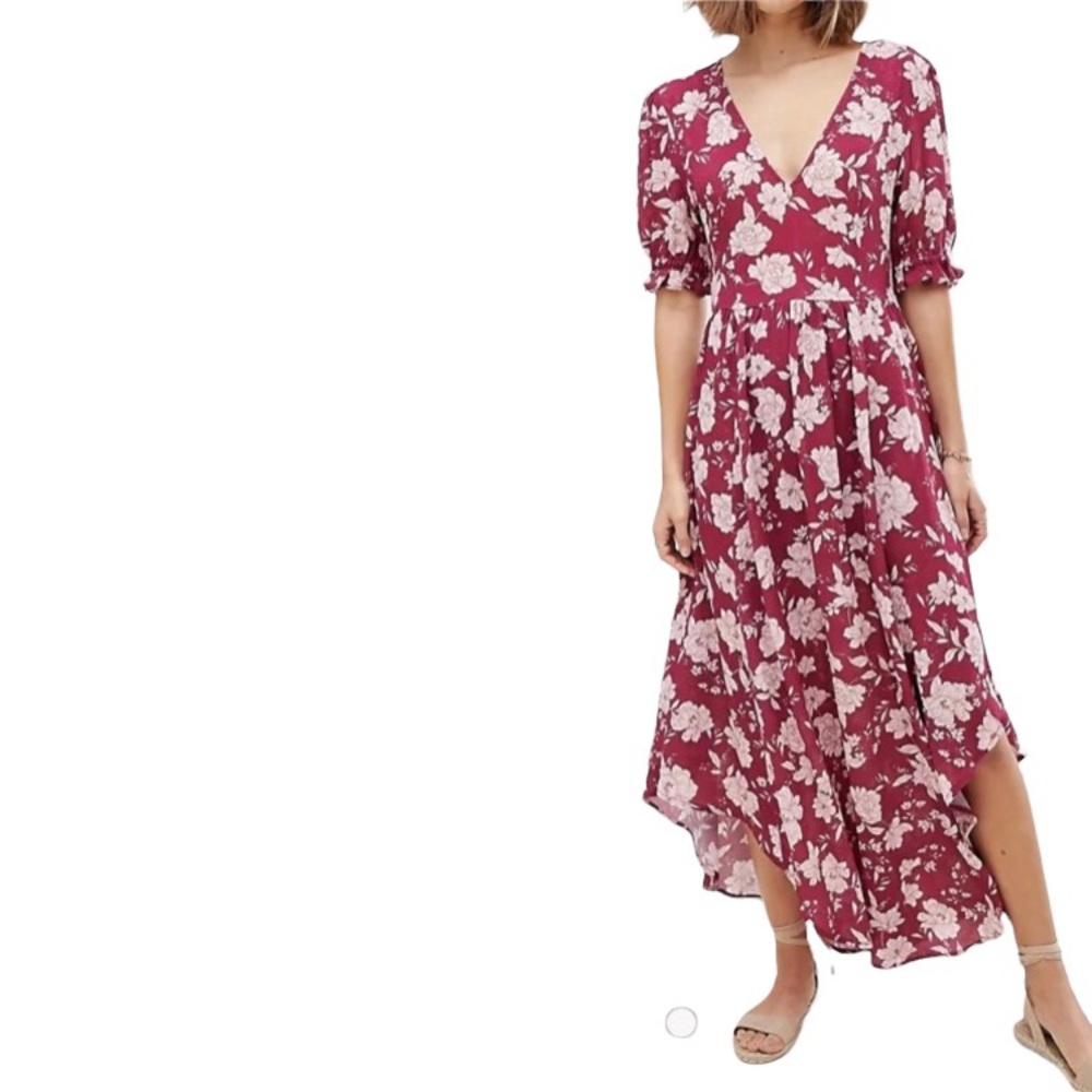 Rahi Cali Secret Love Midi Dress Floral Burgundy